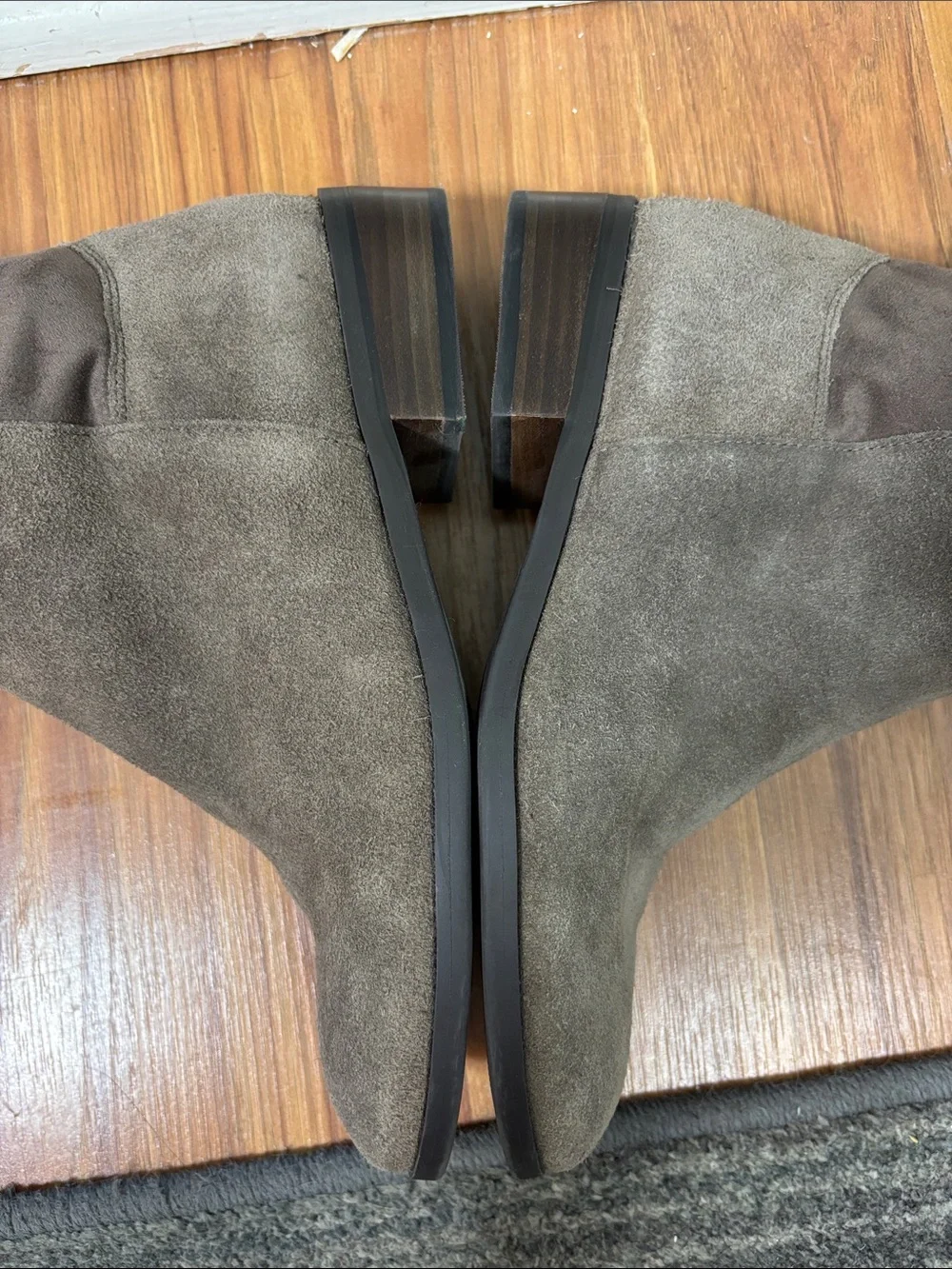 Lucky Brand Calypso Suede Leather Over the Knee Taupe/Gray Tall Boots OTK Flat